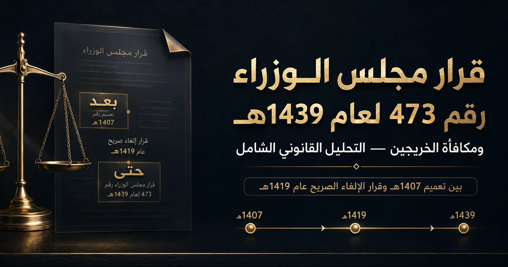قرار مجلس الوزراء رقم 473 لعام 1439هـ ومكافأة الخريجين — التحليل القانوني الشامل